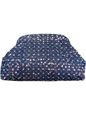 Women's Blue Sequin Cloud Clutch Stylish Wedding Prom Handbag Evening Bag